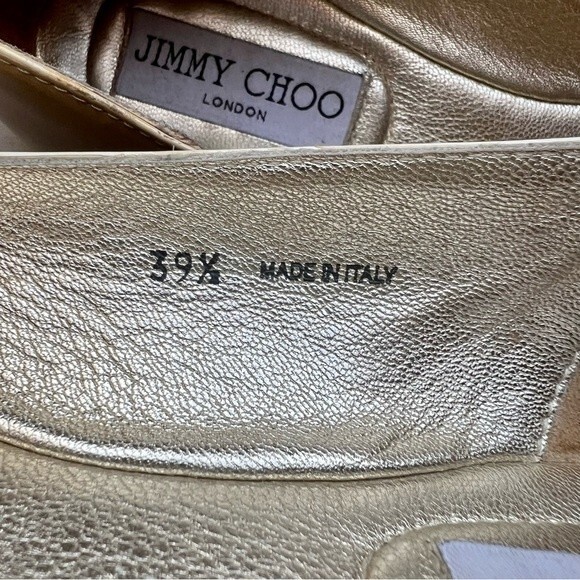Jimmy Choo Tan Beige Ballet Flats with Sparkly Gold Toe Women EU 39.5 US 9 - 9.5 - Picture 10 of 14